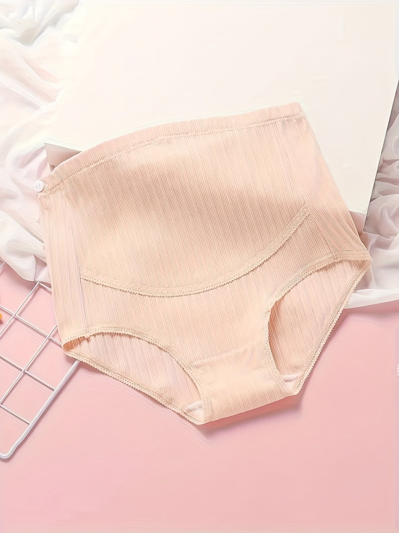 Maternity High Waist Loose Fit with Slight Elasticity Solid Color Undies - 5pcs Set
