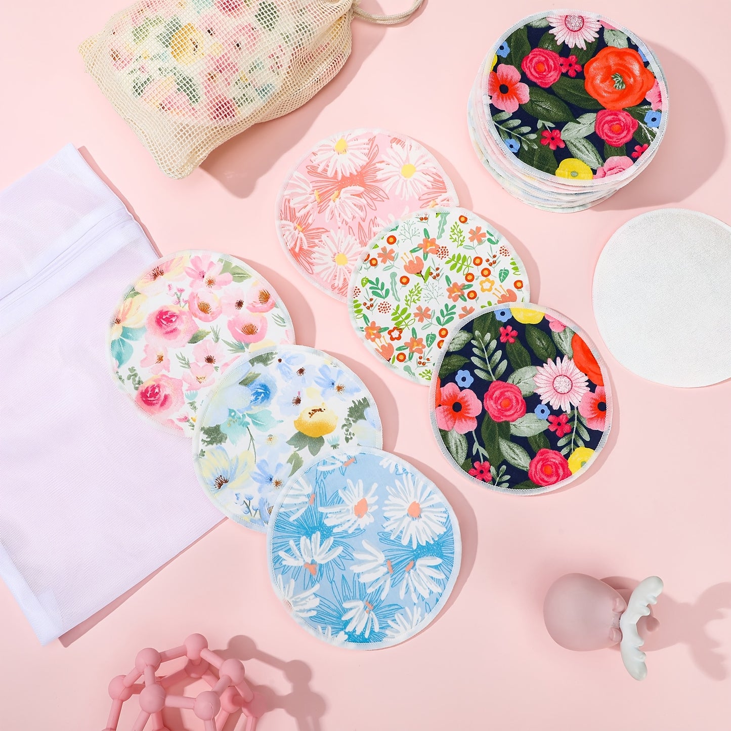 30pcs Reusable Breast Pads Nursing Covers with Wet And Laundry Bag Floral Nipple Pads for Breastfeeding Mom Gift Nursing Pad