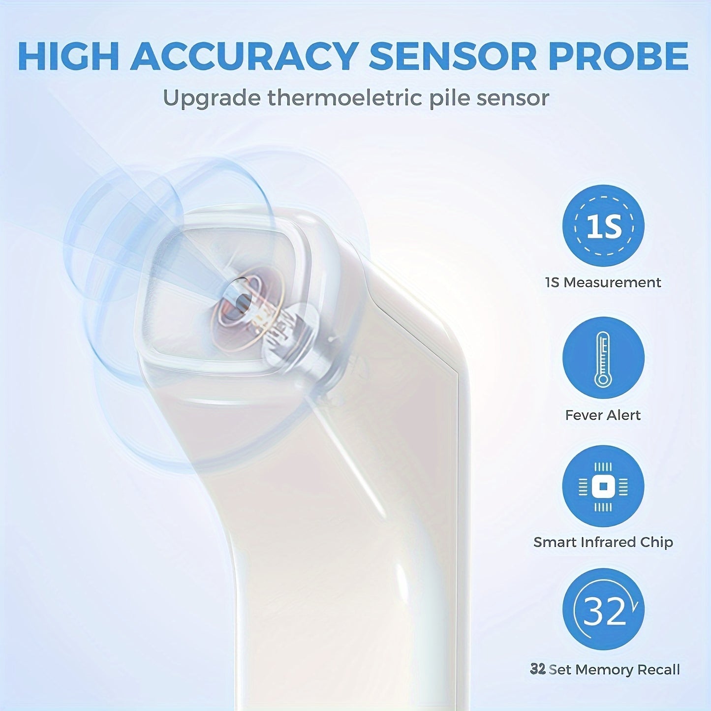 CHANG KUN 1pc No-Touch Digita Thermometer For All Ages, With Fever Alarm, 1 Second Fast Result, High Quality, Portable