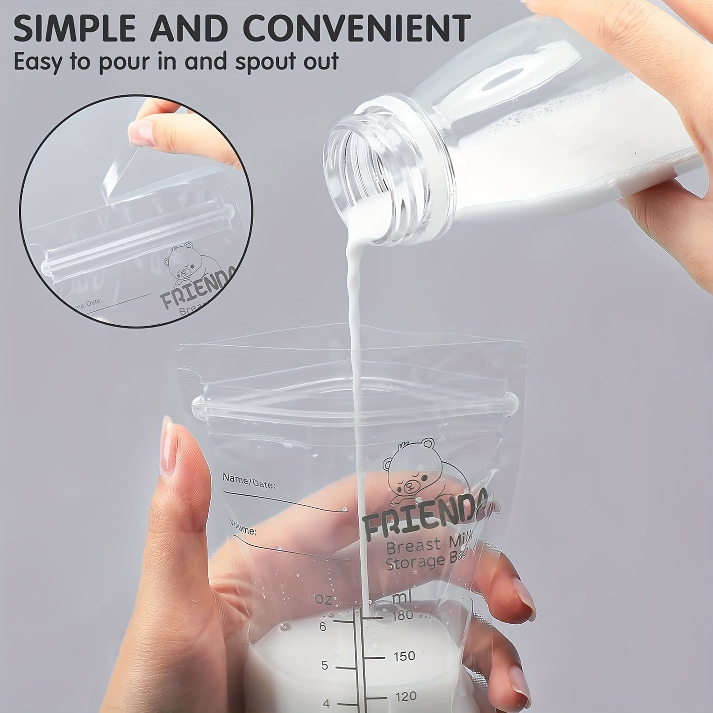 500 Count Breastmilk Storage Bags 6 Oz Breast Milk Bags For Freezing Self Standing Breast Milk Storing Bags For Breastmilk Leak Proof Double Zipper Seal Breastfeeding Storage Container