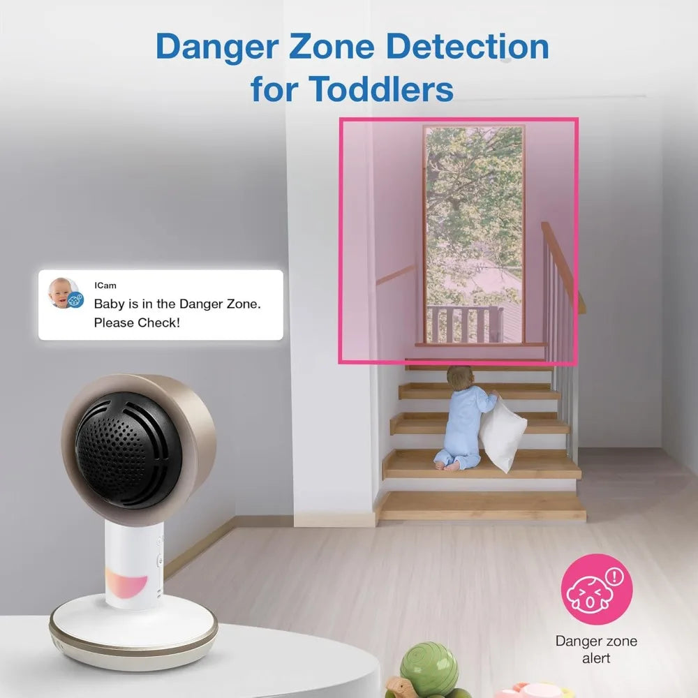 V-Care VC2105 1080p FHD Over-The Crib Mount Smart Baby Monitor 5” 720p LCD Screen,Table Stand, Remote Access, Versatile Placement