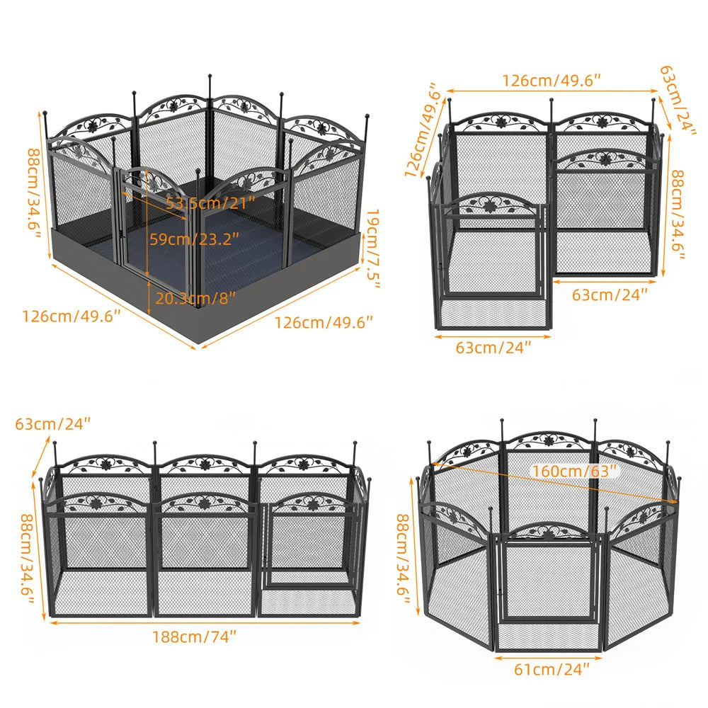 Heavy Duty Large Dog Playpen Pet Exercise Run Enclosure Fence Pet Whelping Pen Box with Waterproof Fertility Mat Indoor Outdoor