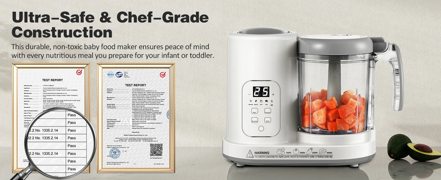 4-in-1 Auto-Clean, BPA-Free, for 4-12 Months Baby Food Maker Steamer Blender