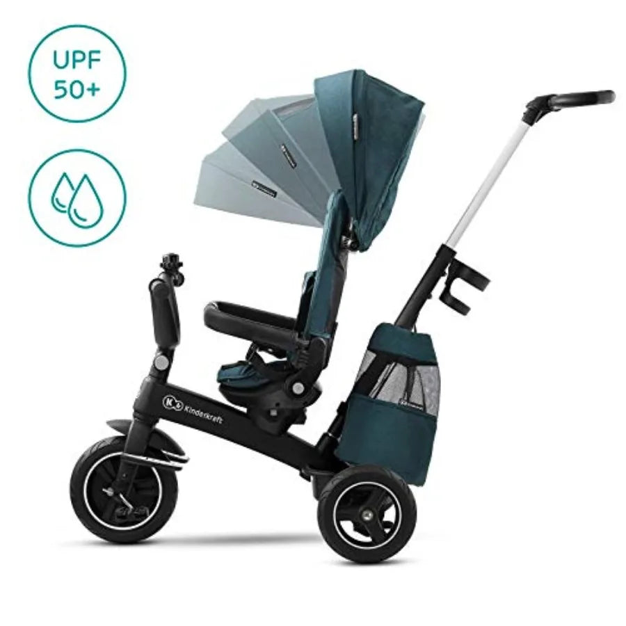 5-in-1 Stroller Trike for Toddlers, Swivel seat 360° Rotation, Waterproof Material with UPF50+ Filter