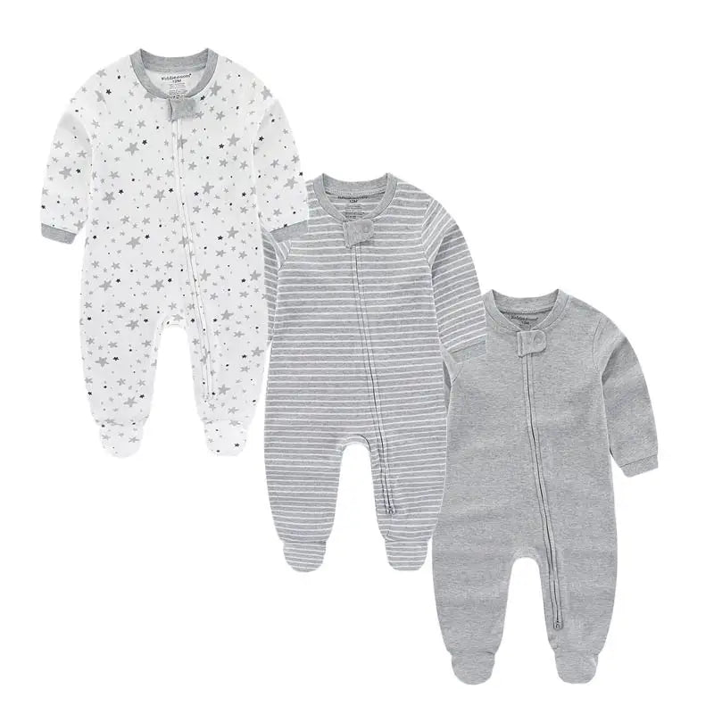 100% Cotton Soft Newborn Baby 2 - Zipper Baby Boy Girl Rompers Shower Gifts, 3 Pcs/lot, Autumn Winter