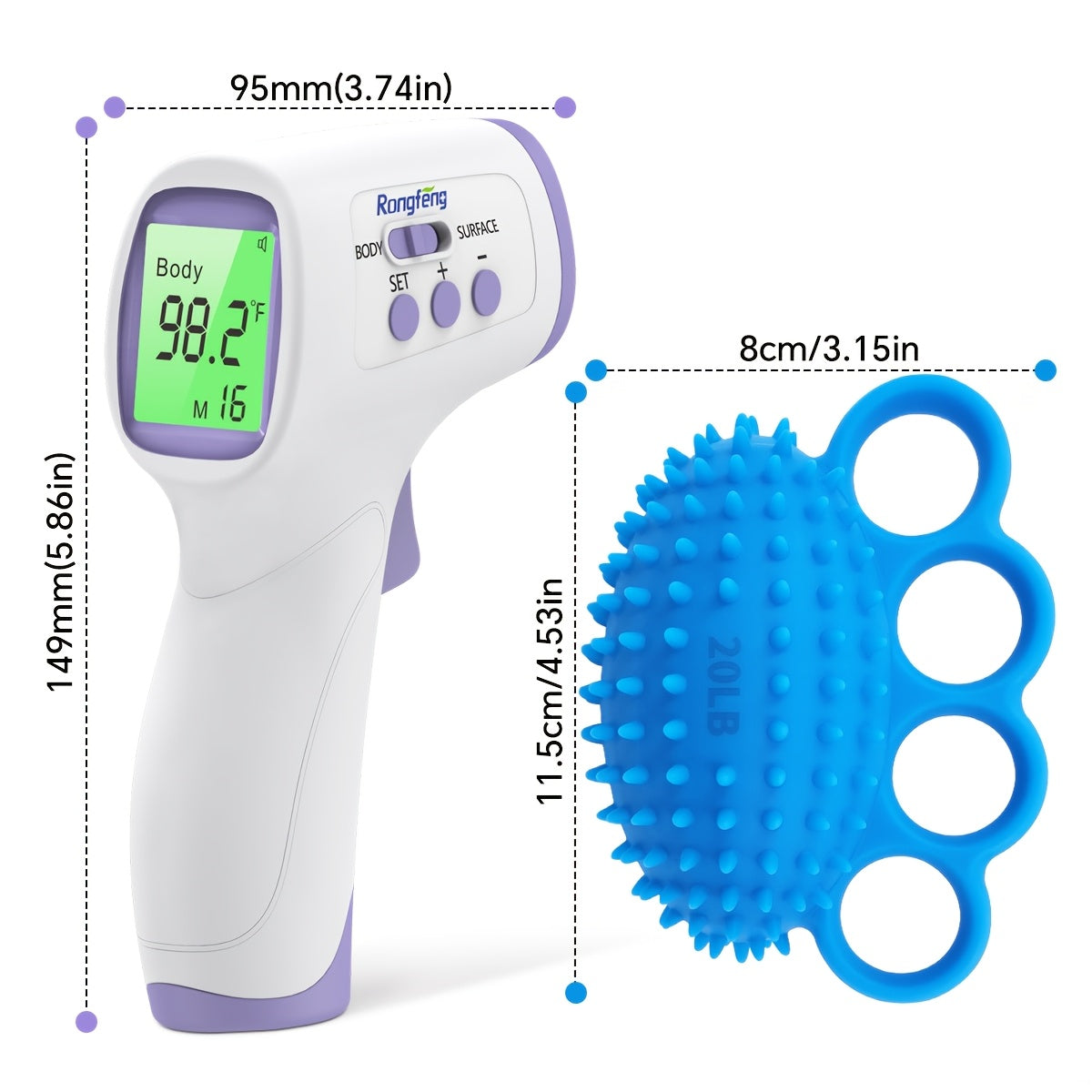 3-in-1 Contactless Forehead Thermometer for All Ages & with LCD Display, Fever Alarm, Silent & Memory Modes - Non-Contact Infrared Thermometer Suitable for Health Monitoring, Travel, Childcare - Ideal Gift!