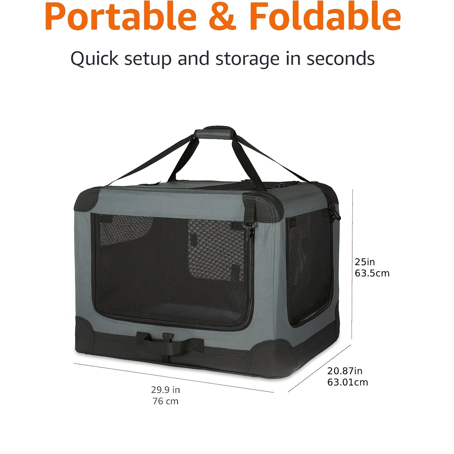 Collapsible Crate for Medium Size Dogs | 3-Door Foldable Soft Kennel with Chew Proof Mesh Windows for Indoor & Outdoor Travel, Folding Portable Soft Pet Dog Crate Carrier Kennel 24/30in, Zipper Closure