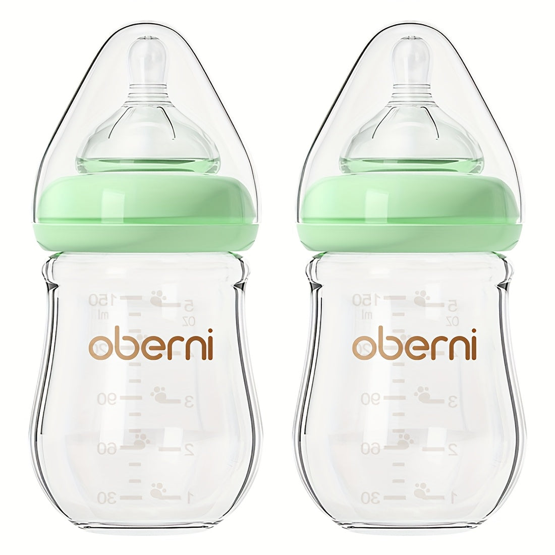 Oberni Glass Baby Bottles, 4.06oz/5.07oz Newborn Feeding Bottle For 0+ Months, BPA & BPS-Free, Baby Breastfeeding Milk Bottle With Slow Flow Nipple, Anti-Colic, Easy To Clean