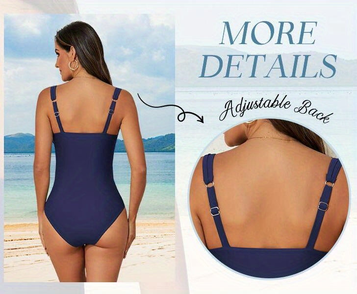 Maternity Swimsuit Scoop Neck One Piece Maternity Bathing Suit Hollowing Petal Clipping High Waist Swimwear
