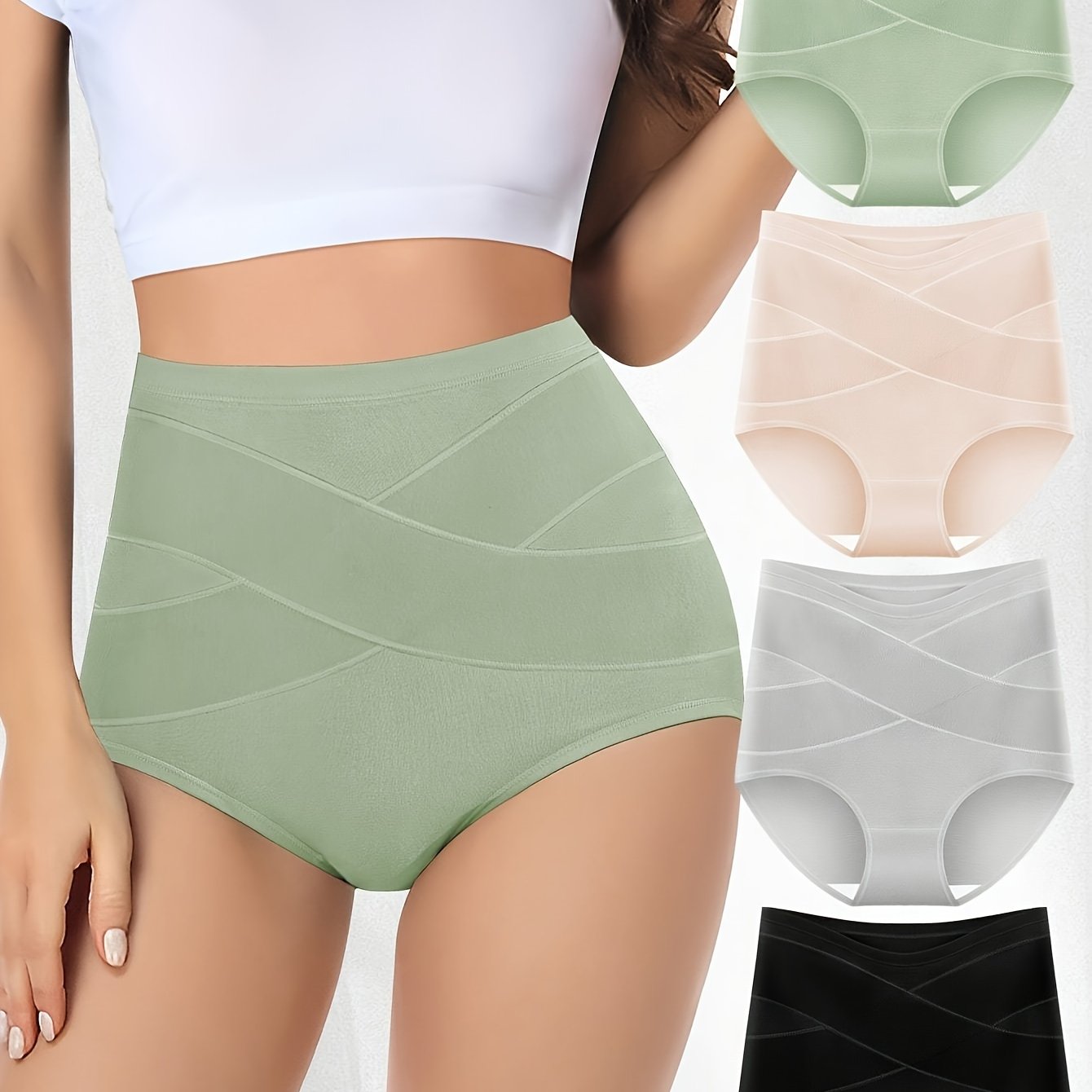 4pcs Women'S Underwear, High Waisted Underwear for Women Ladies Panties Postpartum Briefs