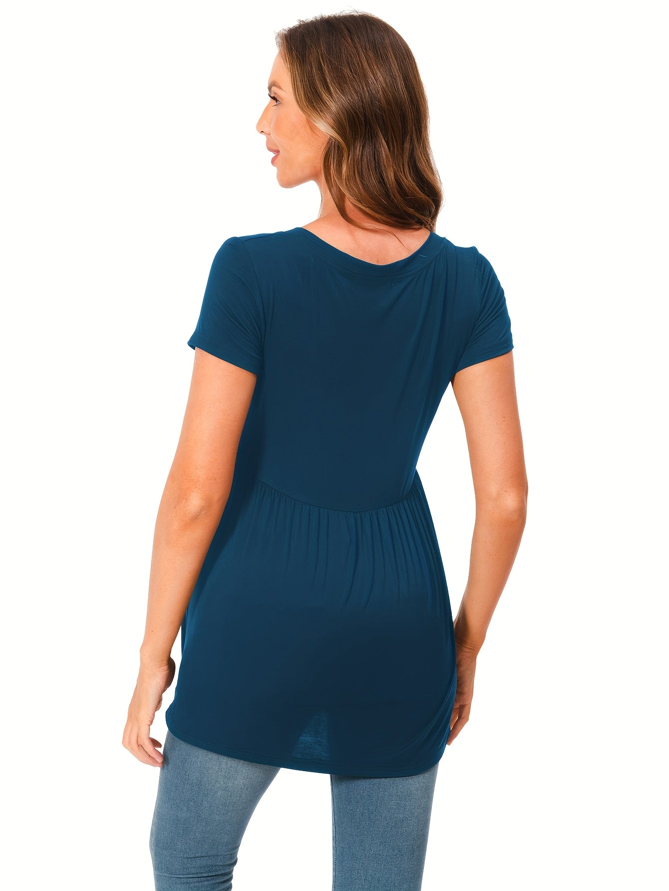 Maternity T-Shirts Soft and Comfortable Summer  3-Pack| Short Sleeve V-Neck, Pleated Hem, Medium Stretch Fabric for Pregnant Women