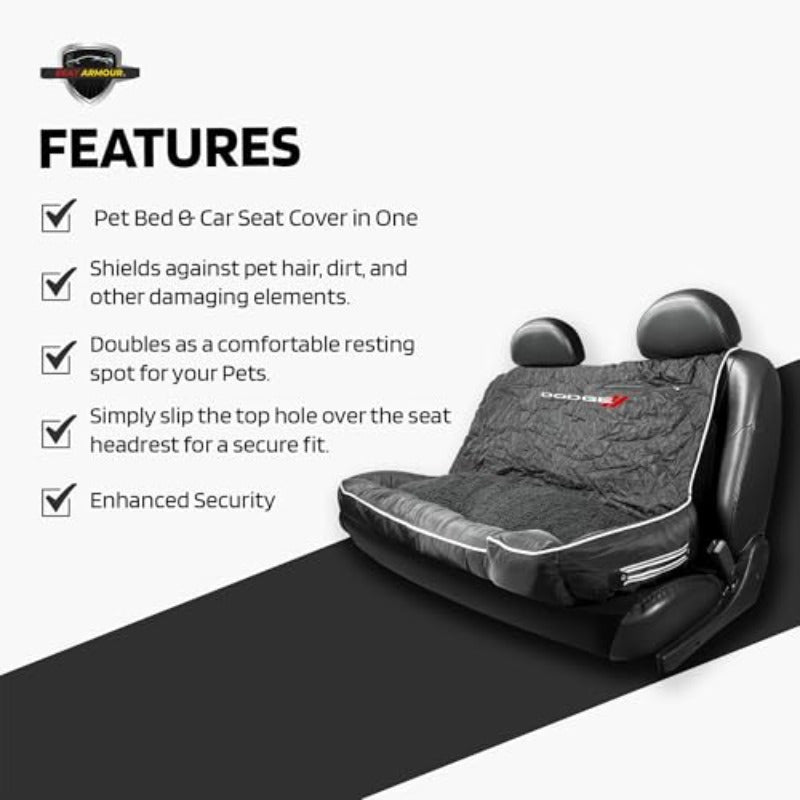 - Dodge PetBed2GO Black Large Pet Bed Cushion and Car Seat Cover 52x20x7 6lbs