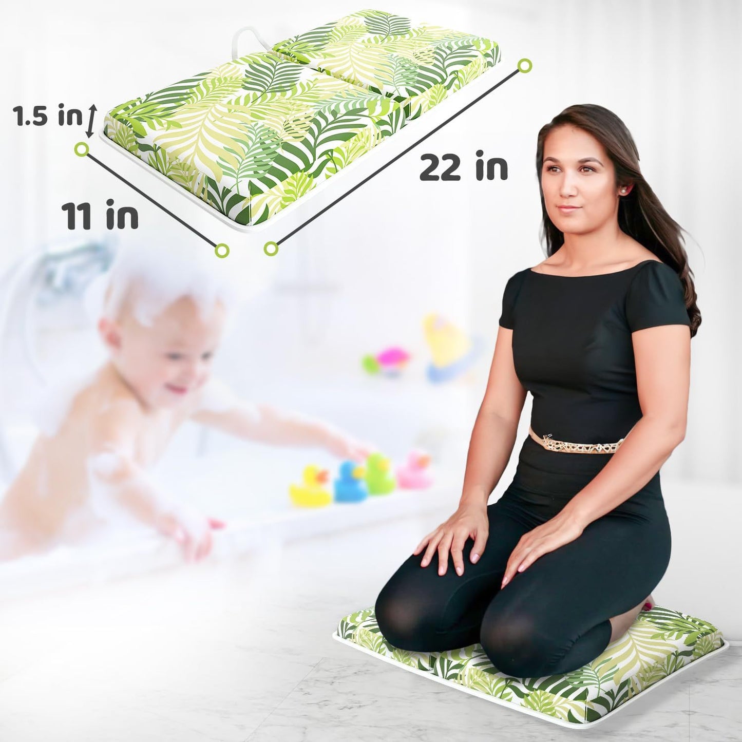 Bath Kneeler and Elbow Kneeling Rest Pad Set for Baby Bathing – Waterproof Soft Memory Foam Mat Organizer Babies & Toddler Bathing Time Toys Sponge