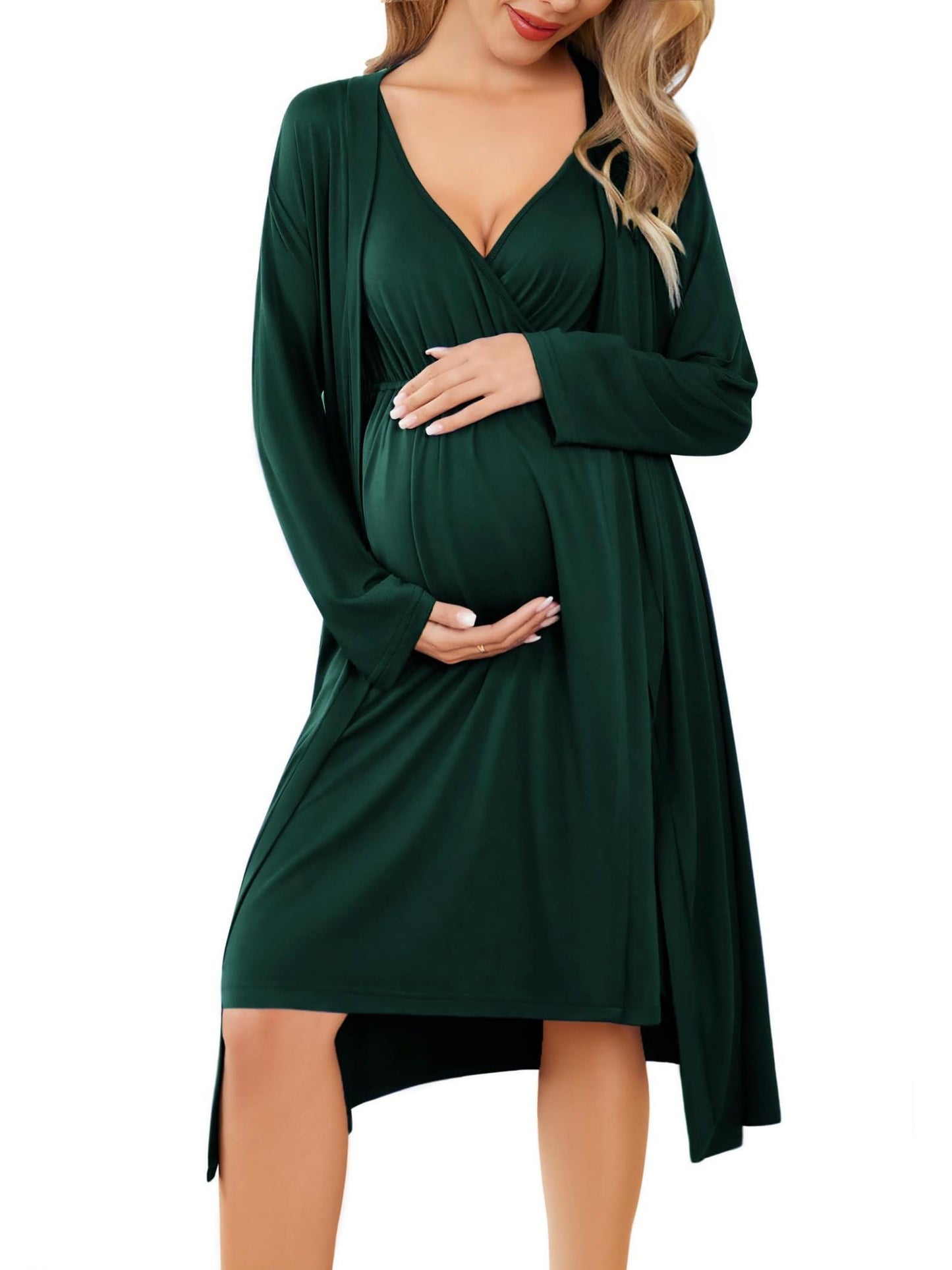 Nursing Maternity Gown and Robe Set Labor Delivery Nursing Nightgowns for Breastfeeding Pregnancy Clothes