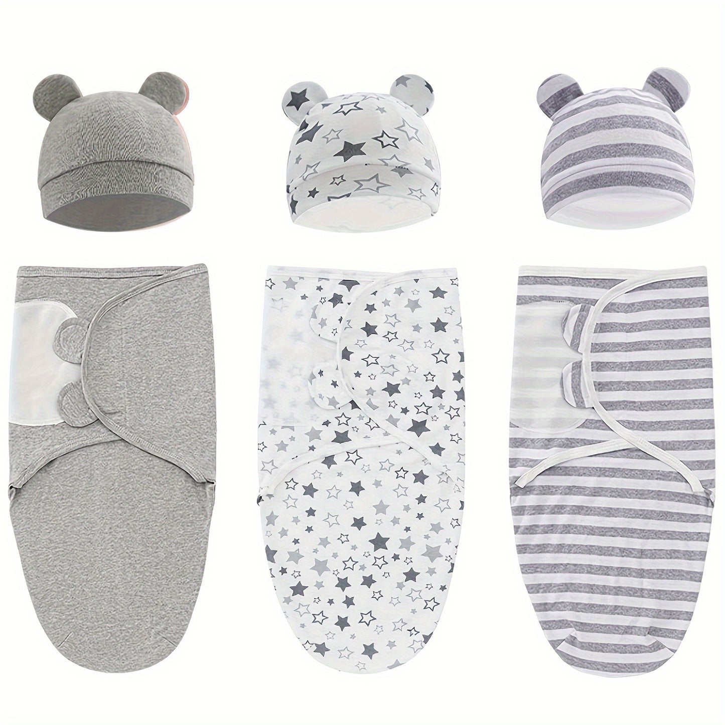 3-Pack Baby Swaddle Sacks - Newborn Ergonomic Swaddles Suitable for 0-3 Months, Breathable Bodysuit for &, for Bed or Travel, Diaper Change