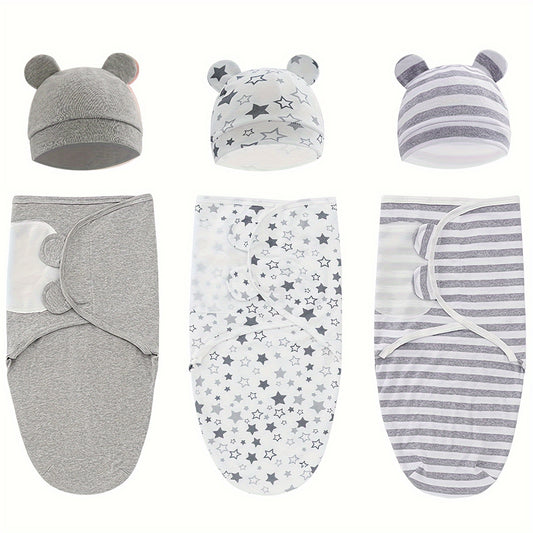 3-Pack Baby Swaddle Sacks - Newborn Ergonomic Swaddles Suitable for 0-3 Months, Breathable Bodysuit for &, for Bed or Travel, Diaper Change