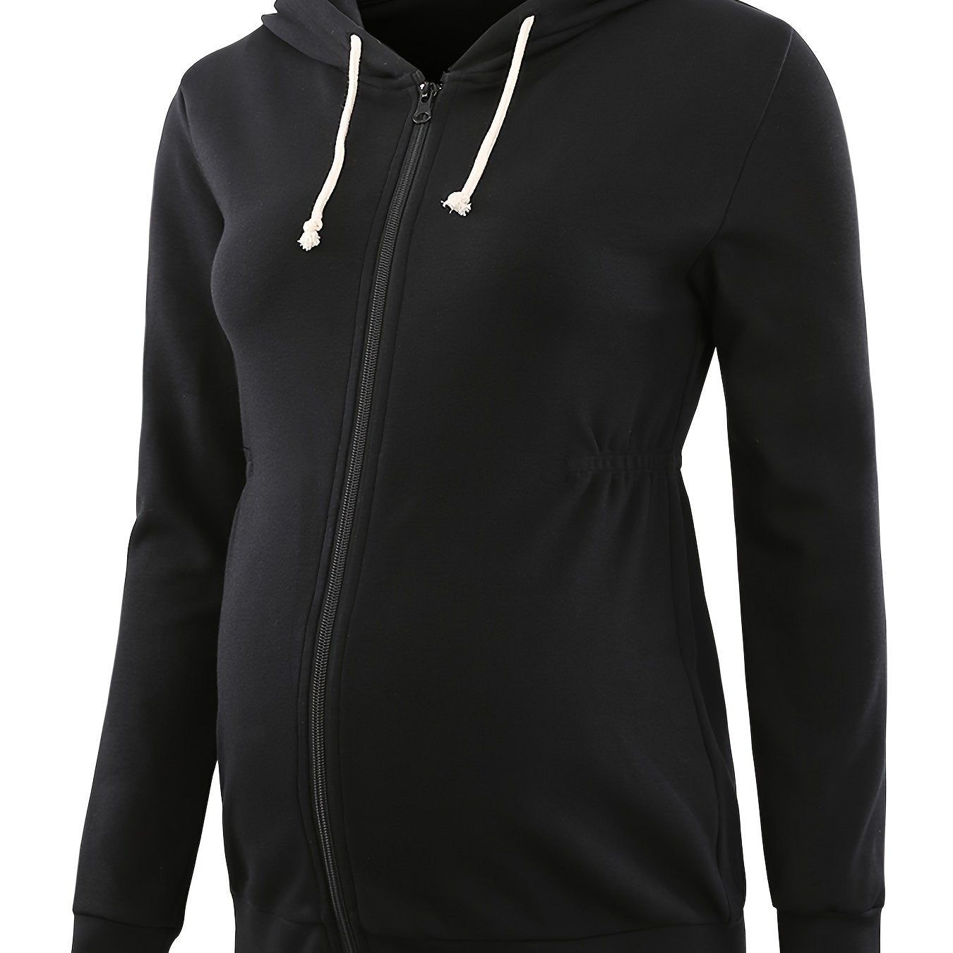 Maternity Tops Cinched-Waist Hoodie Sweatshirts Long Sleeve Pregnancy Clothes