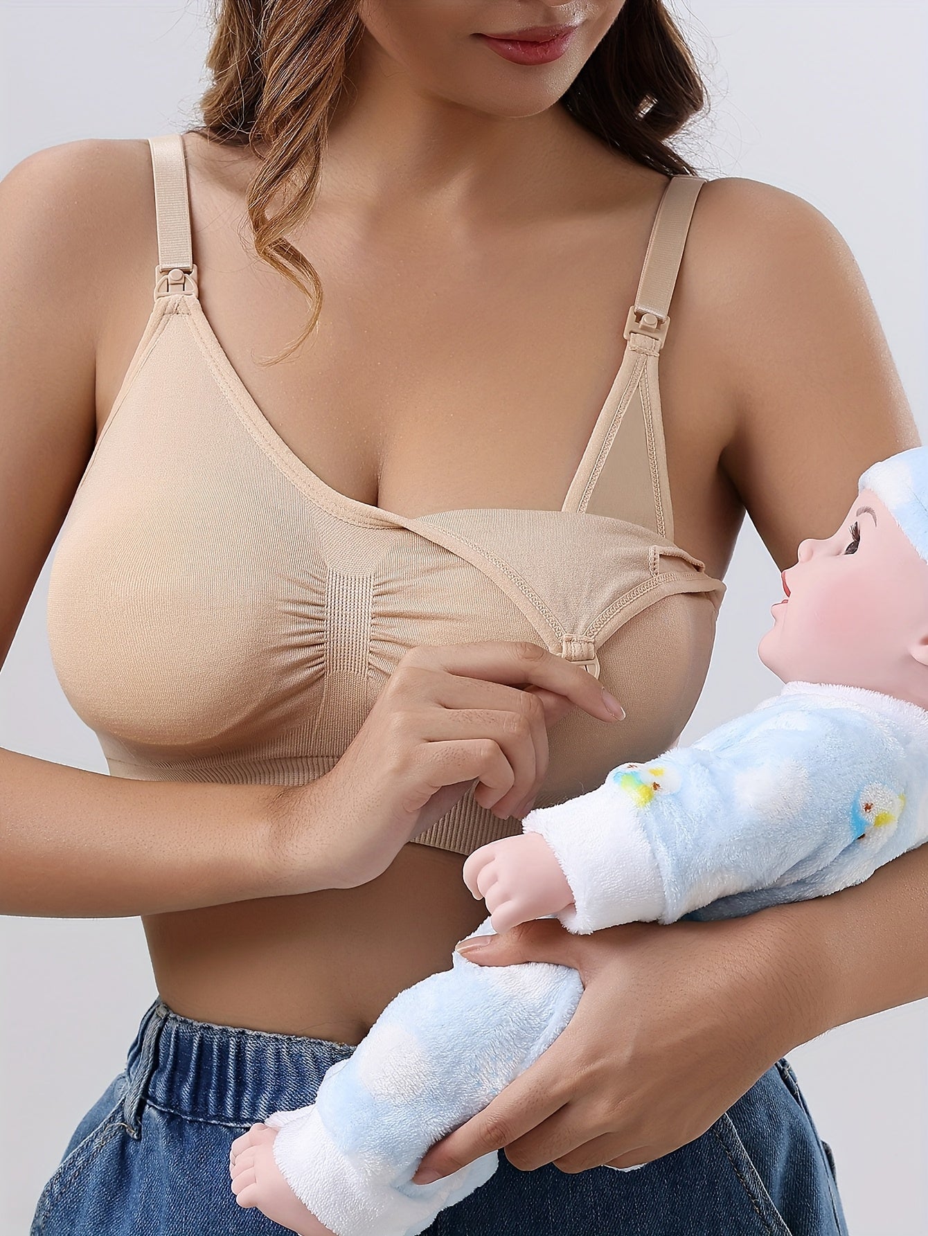 Nursing Breastfeeding Bra - Solid Color Removable Padding Comfortable Breathable Seamless Adjustable Straps - 3 Color, 3-Pack