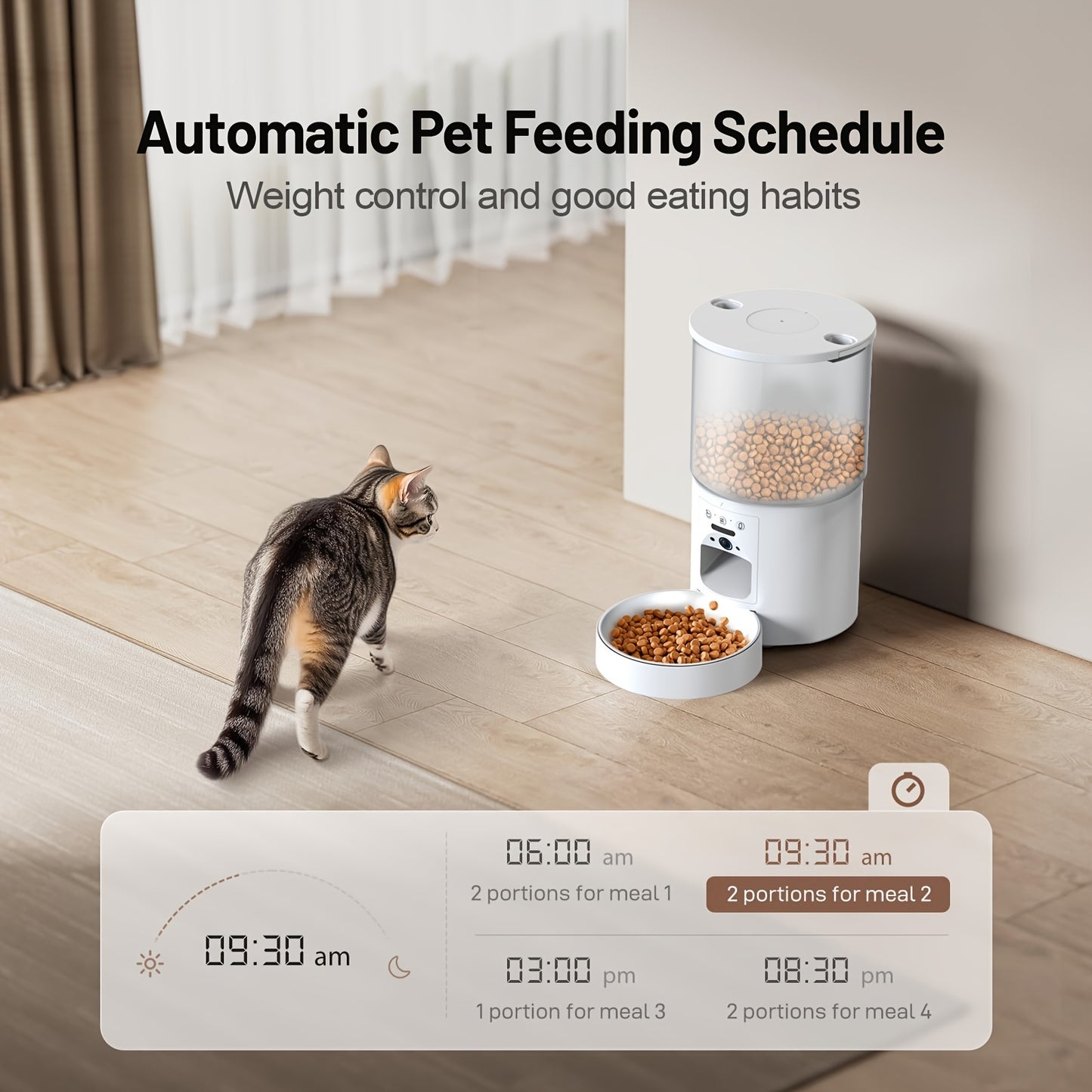 Smart Automatic Pet Feeder with WiFi Camera, Smart for cat Feeder Automatically, 1296P FHD Video Night Vision, Voice Recording, App Control, Stainless Steel Bowl, 5G And 2.4G Wi-Fi, Pet Dry Food Dispenser for Cats And Dogs, A
