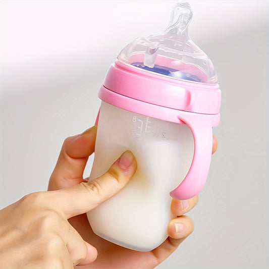 Silicone Baby Bottles for Newborns, Featuring Straws And Gravity Balls, Includes Two Replacement Nipples