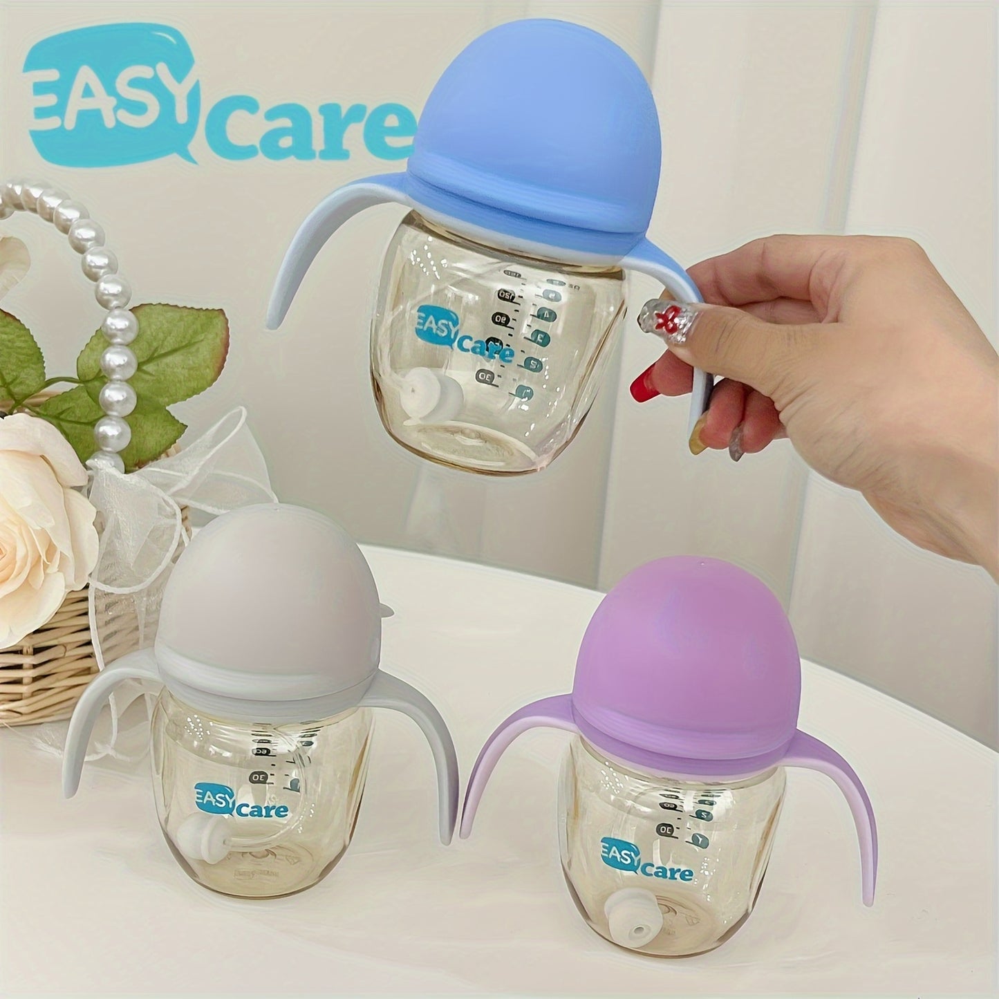 6pcs EASYCARE Wide-Mouth Baby Bottle, 236.22-472.44inch Nipple, 160ml/5.6oz PPSU - Durable, Easy-Grip & Clean Sippy Cup & Straw Cup - Ideal for Baby Showers, Gender Reveals, Weddings Gifts