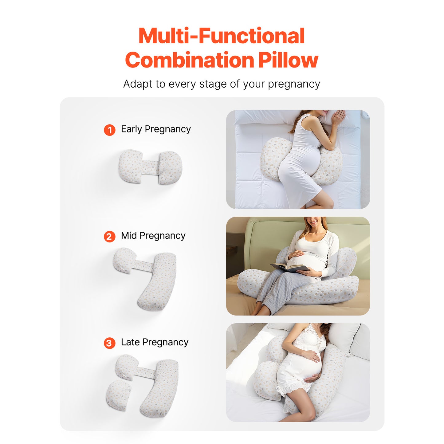 Pregnancy Pillow Adjustable Maternity Pillow for Pregnant Women Soft Breathable H-type/W-type three-in-one/two-in-one