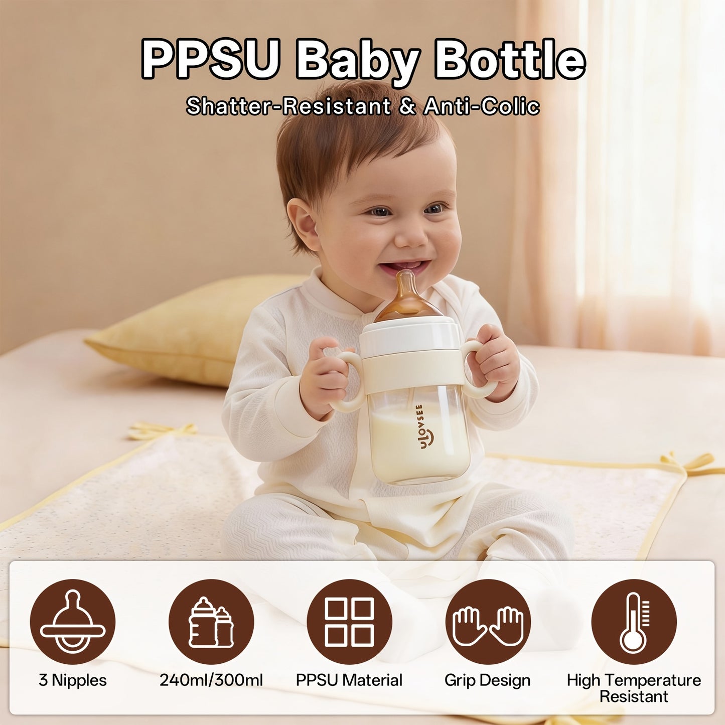 PPSU Baby Bottle 3 in 1 Wide Neck 5 oz with Duckbill Spout for 6 Months to | Multifunctional Feeding Drinking, and Cyan, TAPUSEN Brand, Includes Bottle Additions and Cleaning Brush