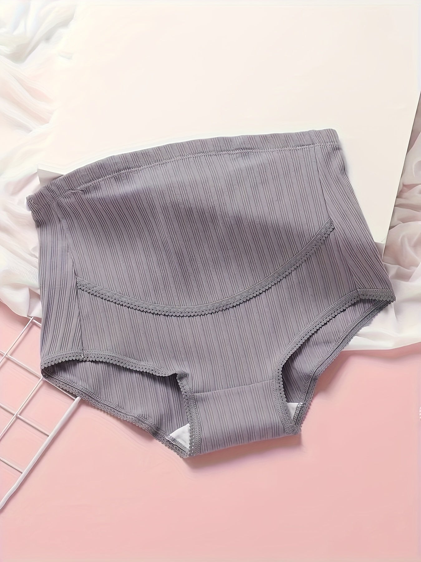 Maternity High Waist Loose Fit with Slight Elasticity Solid Color Undies - 5pcs Set