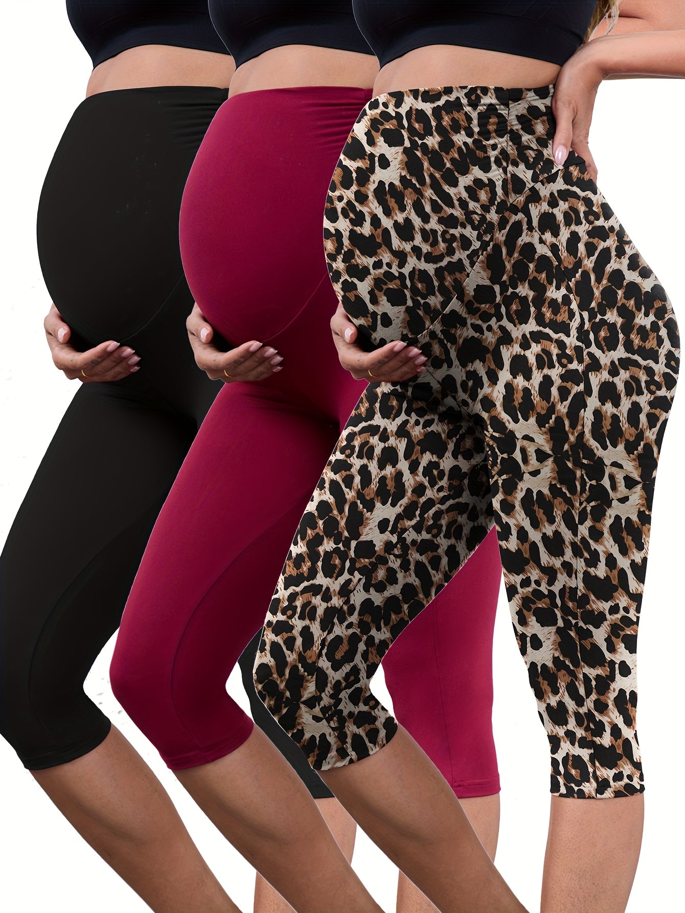Maternity Leggings, Lightweight And Loose-Fitting, Available in Plus Sizes, Featuring a Comfortable Belly Support Design, Suitable for Wearing Outside, with Both Capri And Knee-Length Options