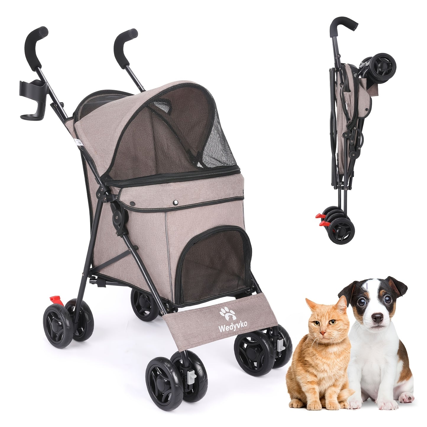 Wedyvko Travel Portable Dog Stroller, Pet Stroller for  Puppy Dogs & Cats, Up to 33 Lbs