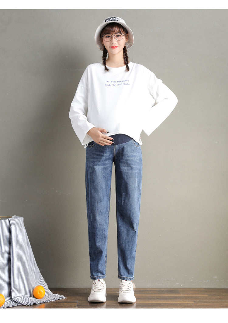 Maternity Boyfriend Jeans Regular Leg High Waist Grow with Bump, With and Without Warm Lining