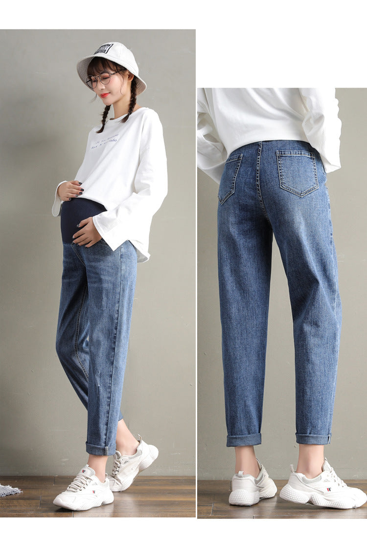 Maternity Boyfriend Jeans Regular Leg High Waist Grow with Bump, With and Without Warm Lining