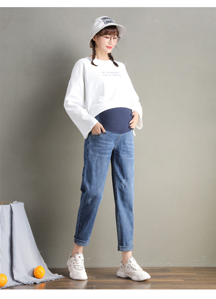 Maternity Boyfriend Jeans Regular Leg High Waist Grow with Bump, With and Without Warm Lining