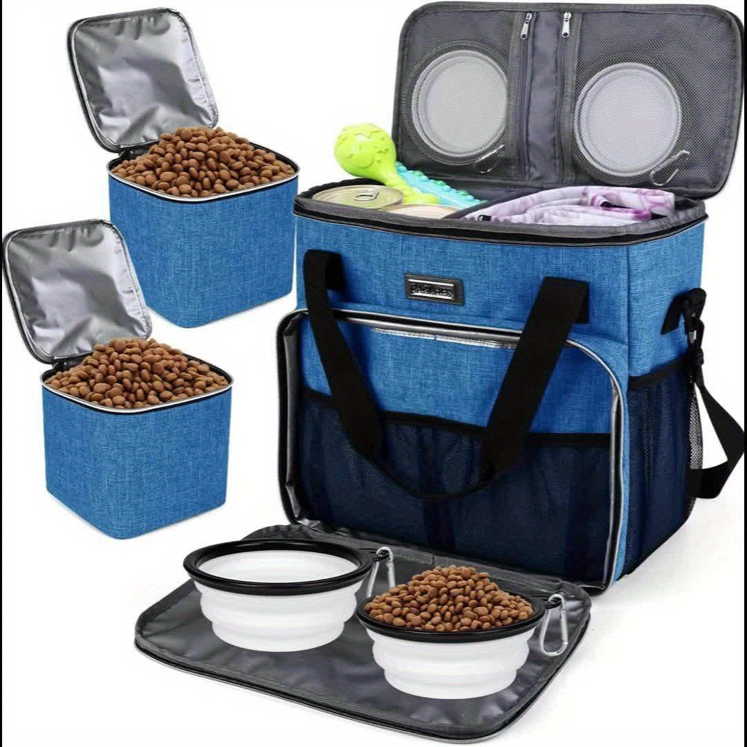 BAGLHER Thickened Pet Supplies Handbag, Portable and Easy to Carry, with Snacks, Toys, and Clothes for Cats and Dogs All in One Bag, and Comes with Two Folding Bowls and Two Food Baskets