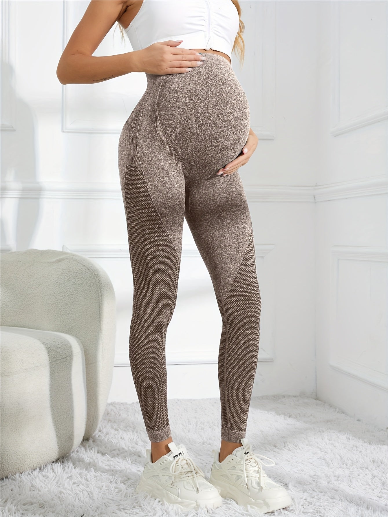Maternity Yoga Pants High Elasticity High Waist Tummy Control Moisture-Wicking Quick-Dry for Women