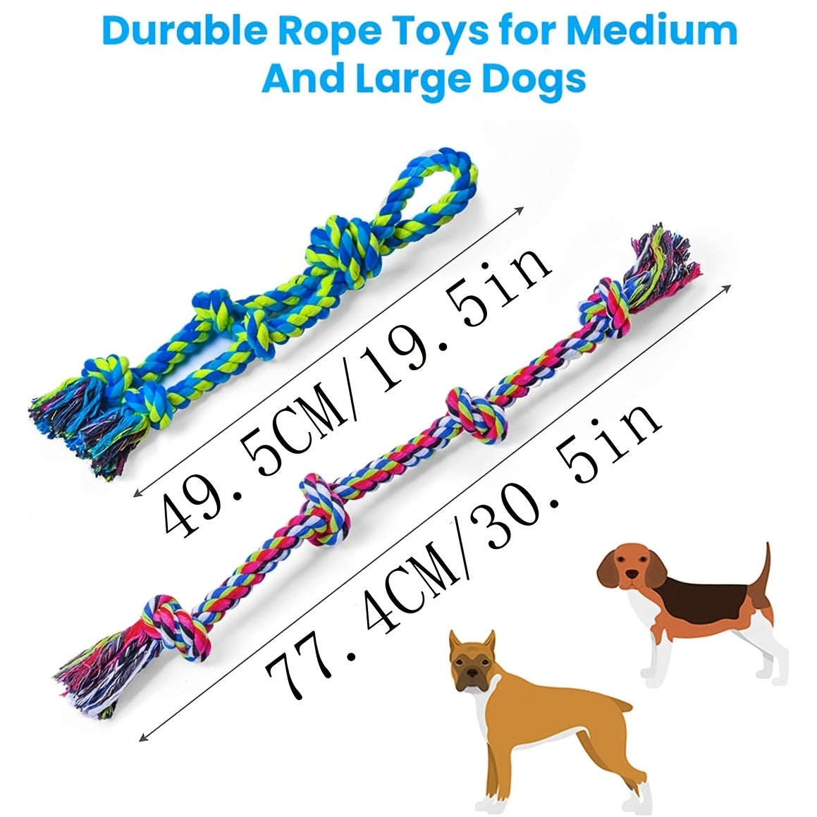 Dog Rope Toys For Large And Medium Aggressive Chewers, 2 Pack Heavy Duty Dog Rope Toy For Large Breed, Indestructible Dog Chew Toys, Tug Of War Dog Toy