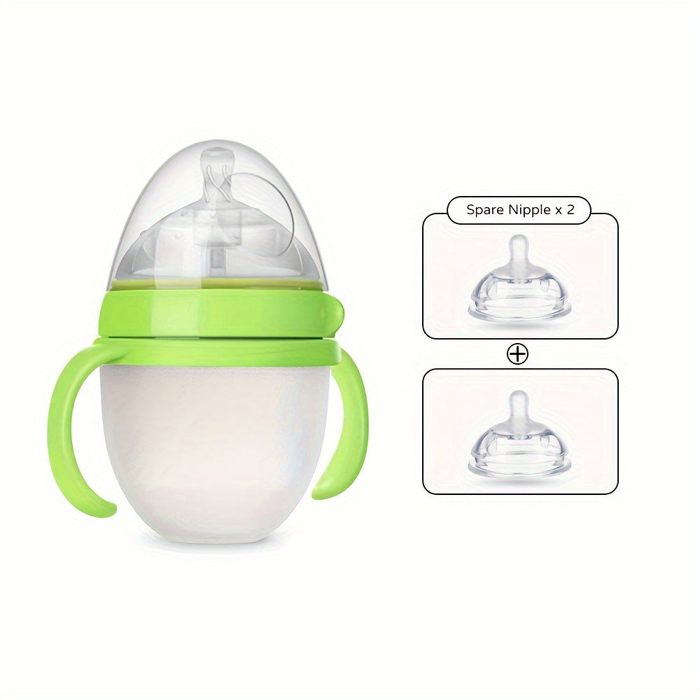 Silicone Baby Bottles for Newborns, Featuring Straws And Gravity Balls, Includes Two Replacement Nipples