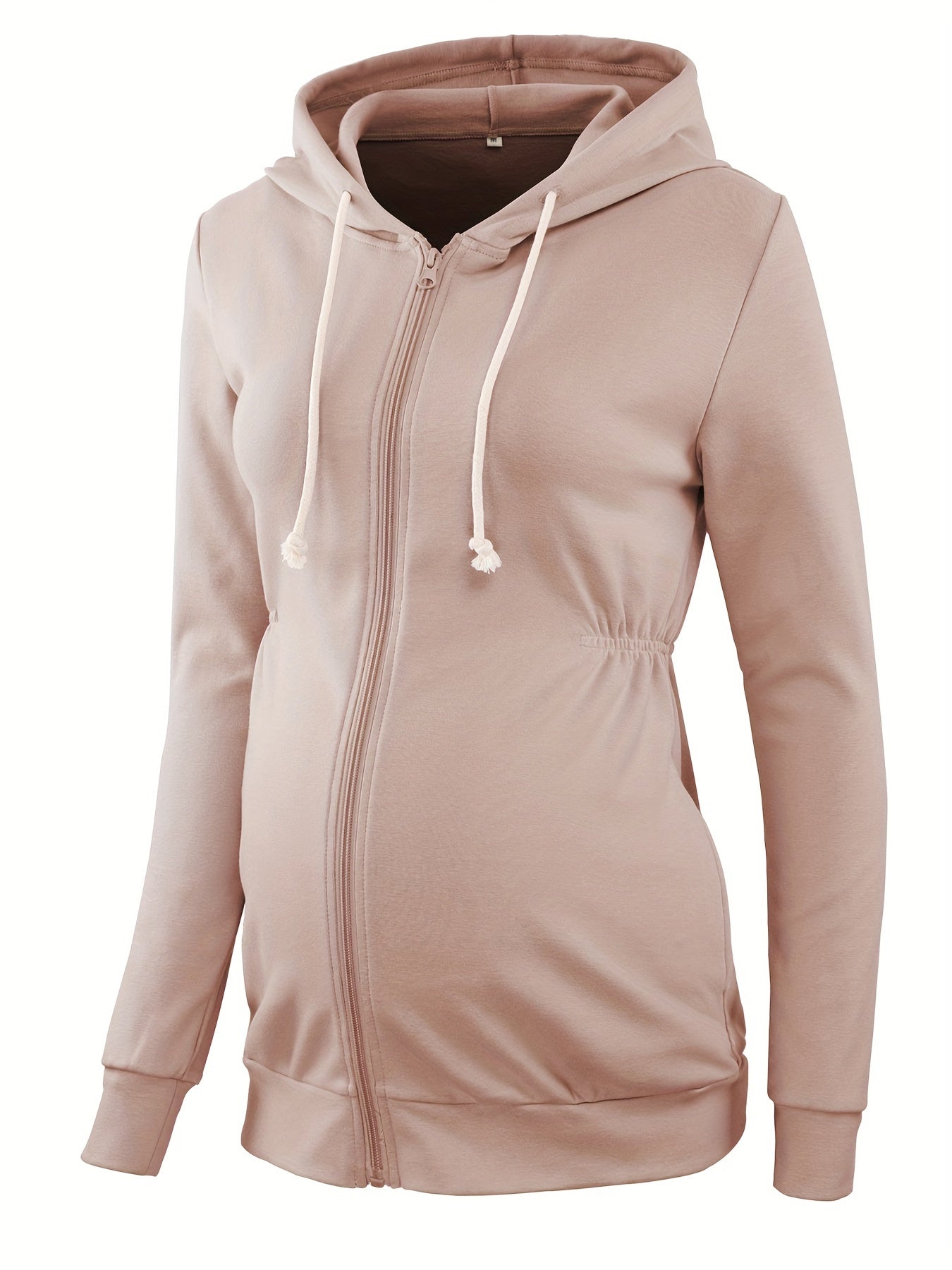 Maternity Tops Cinched-Waist Hoodie Sweatshirts Long Sleeve Pregnancy Clothes