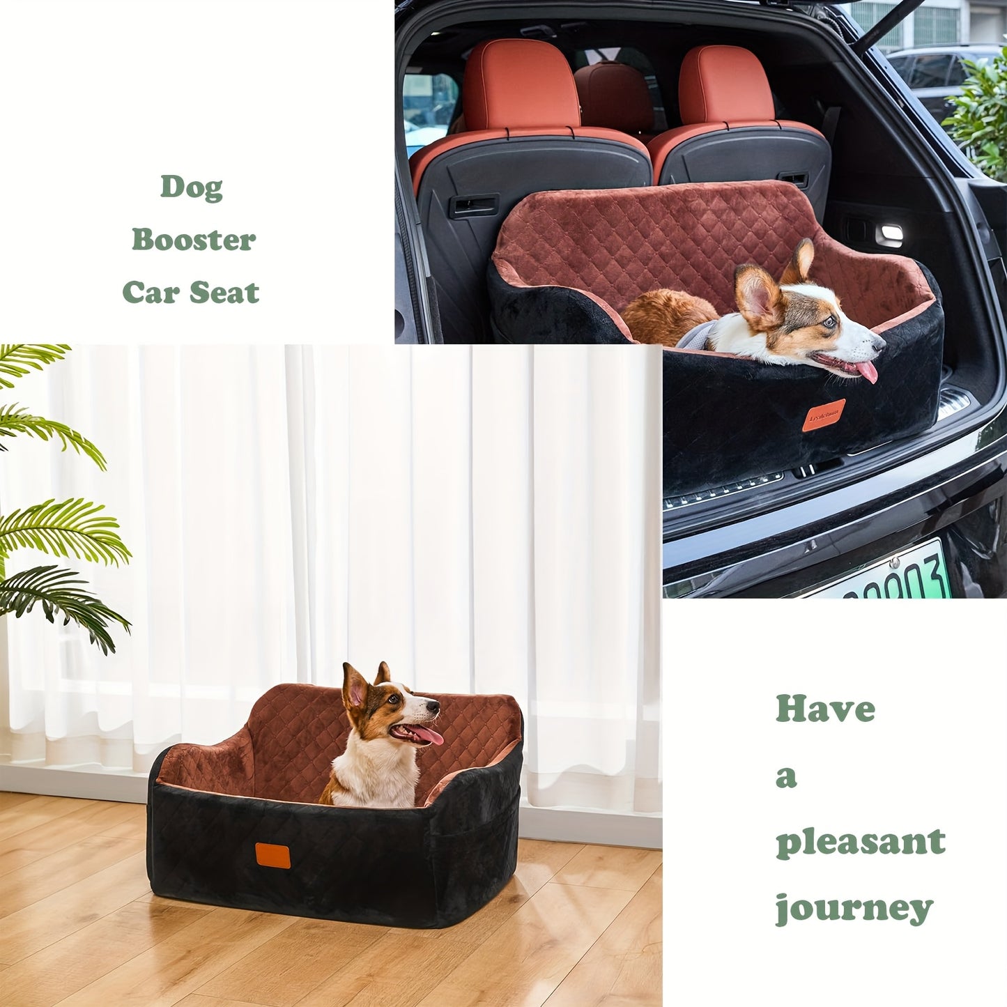 Adjustable, Washable Dog Car Seat for Medium and Large Dogs | Pet Travel Car Bed with Seat Belt Pass-Through, Fully Removable, 3 Straps for Easy Installation