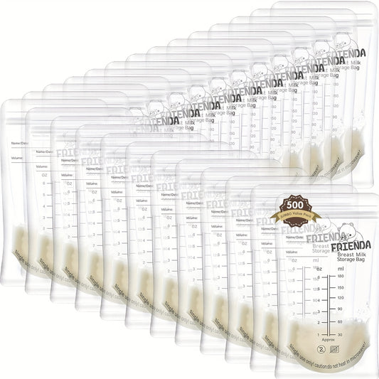 500 Count Breastmilk Storage Bags 6 Oz Breast Milk Bags For Freezing Self Standing Breast Milk Storing Bags For Breastmilk Leak Proof Double Zipper Seal Breastfeeding Storage Container