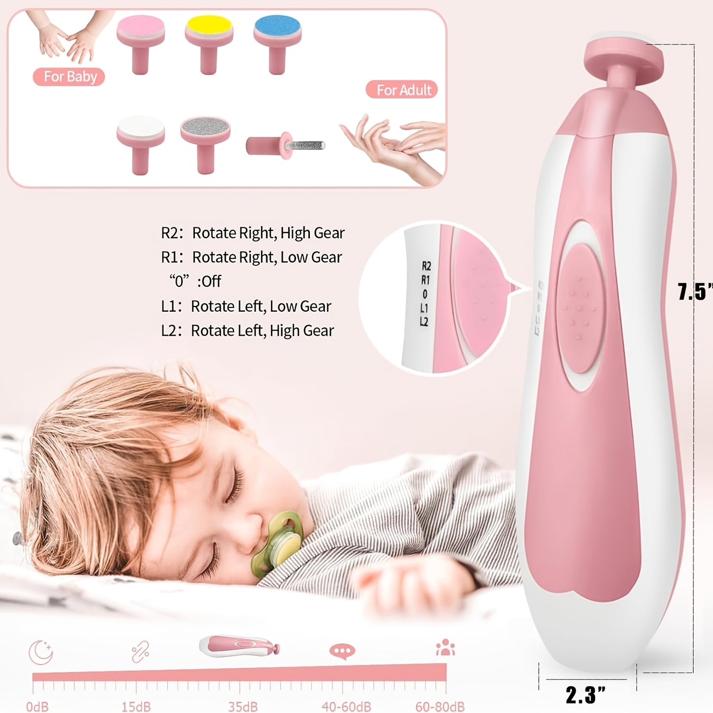 Baby Healthcare And Grooming Kit, 24in 1 Baby Electric Nail Trimmer Set Newborn Nursery Health Care Set for Newborn Infant Toddlers Baby Boys Girls Kids Haircut Tools