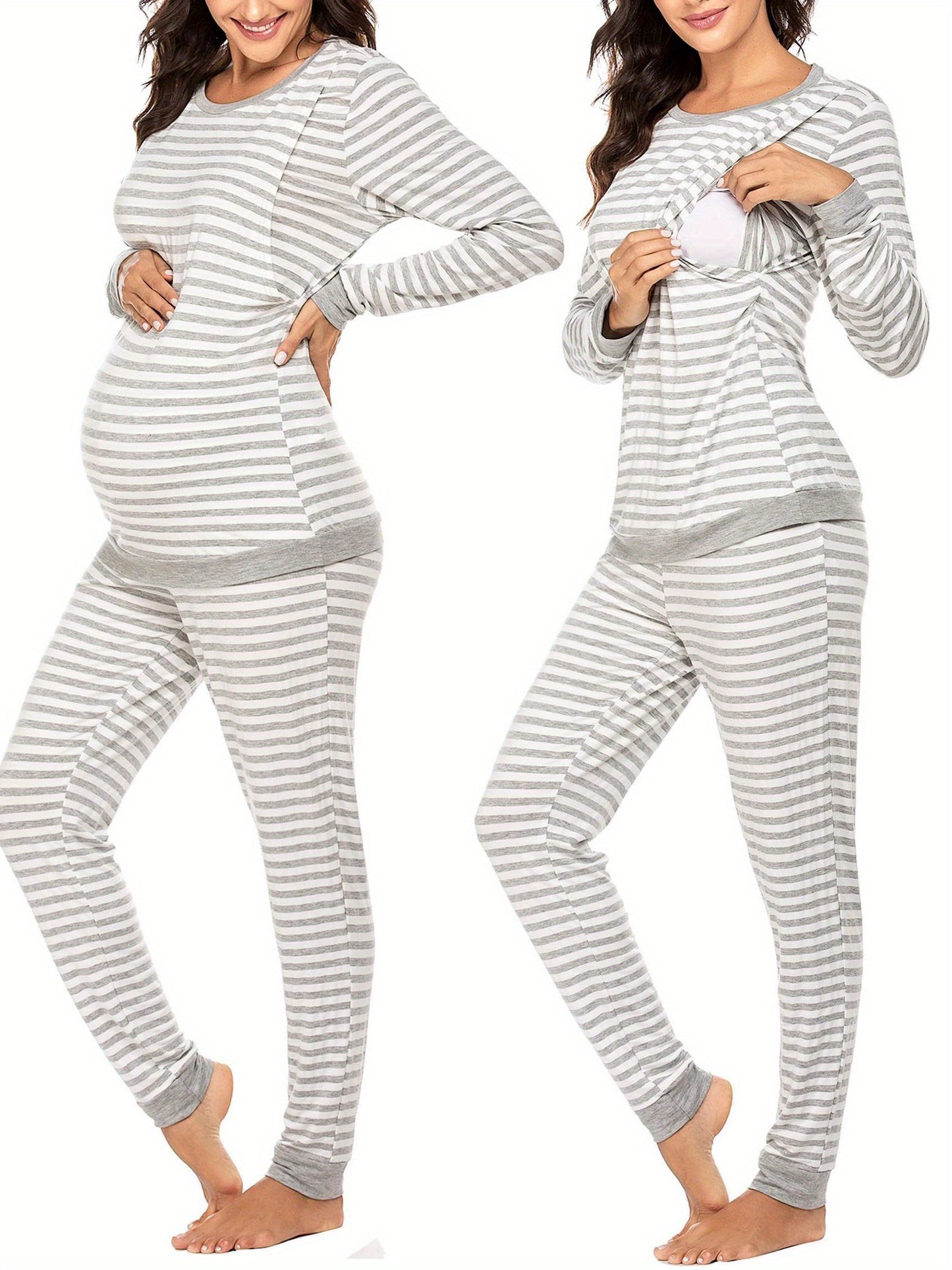 Nursing Pajama Set: Long Sleeve Maternity Sleepwear