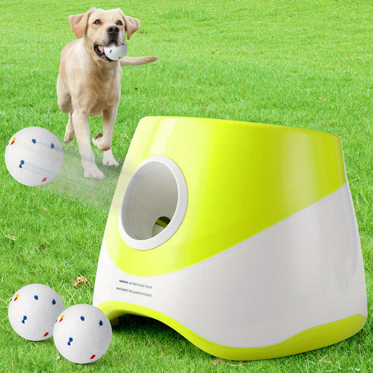 2025 Upgraded Automatic Dog Ball Launcher with 3 Chew-Proof Tennis Balls | 3-Speed Adjustable, - (Low Voltage) Indoor/Outdoor Automatic Shooting Machine | Smart for Puppies & Dogs, Training & Play