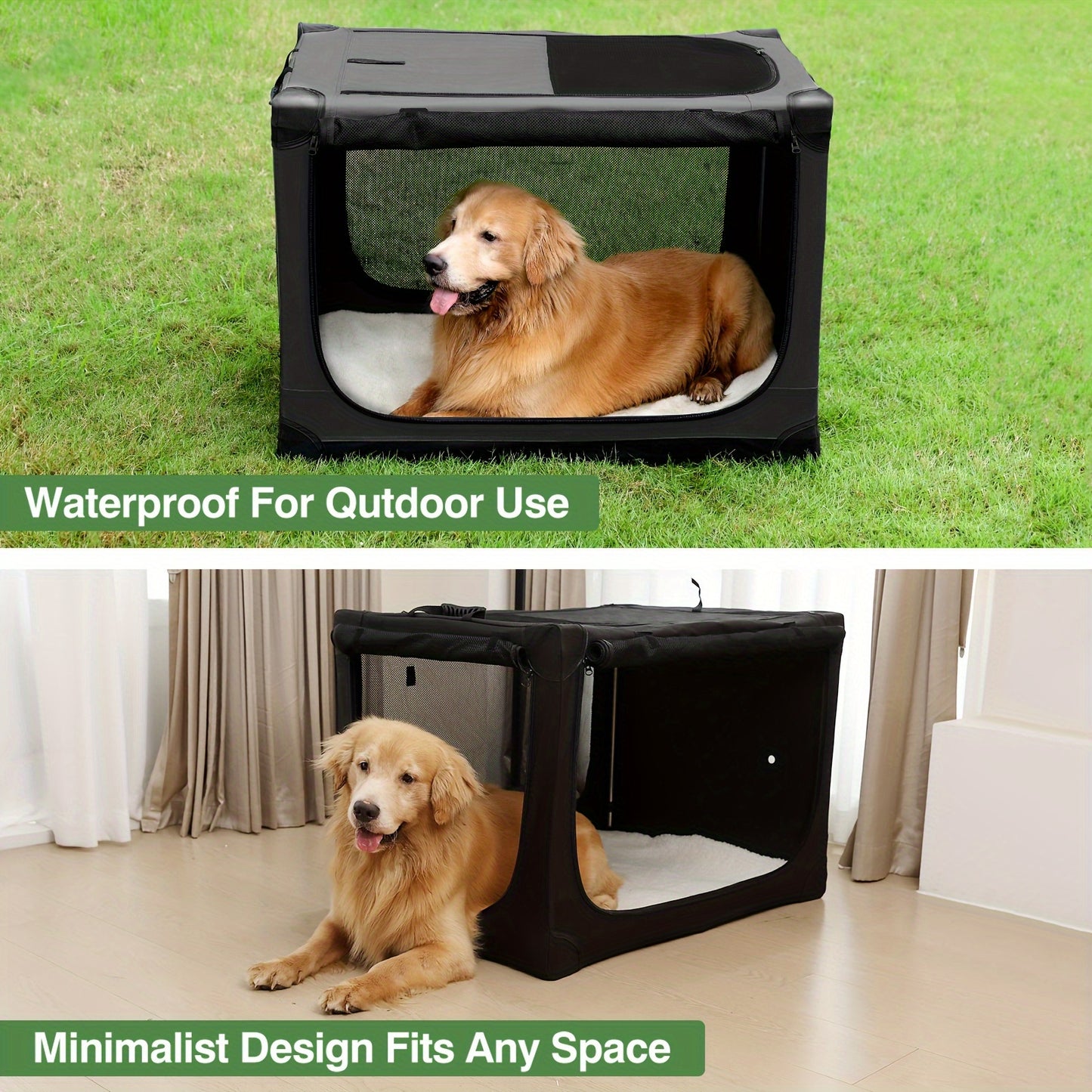 30/36/42 Inch Collapsible Travel Dog Crate, Halloween Or Christmas Gift, for Medium Large Dogs, Portable Dog Crate 4-Door Foldable Soft Kennel with Chew-Proof Mesh Windows for Indoor & Outdoor Travel, with Storage Bag (black)