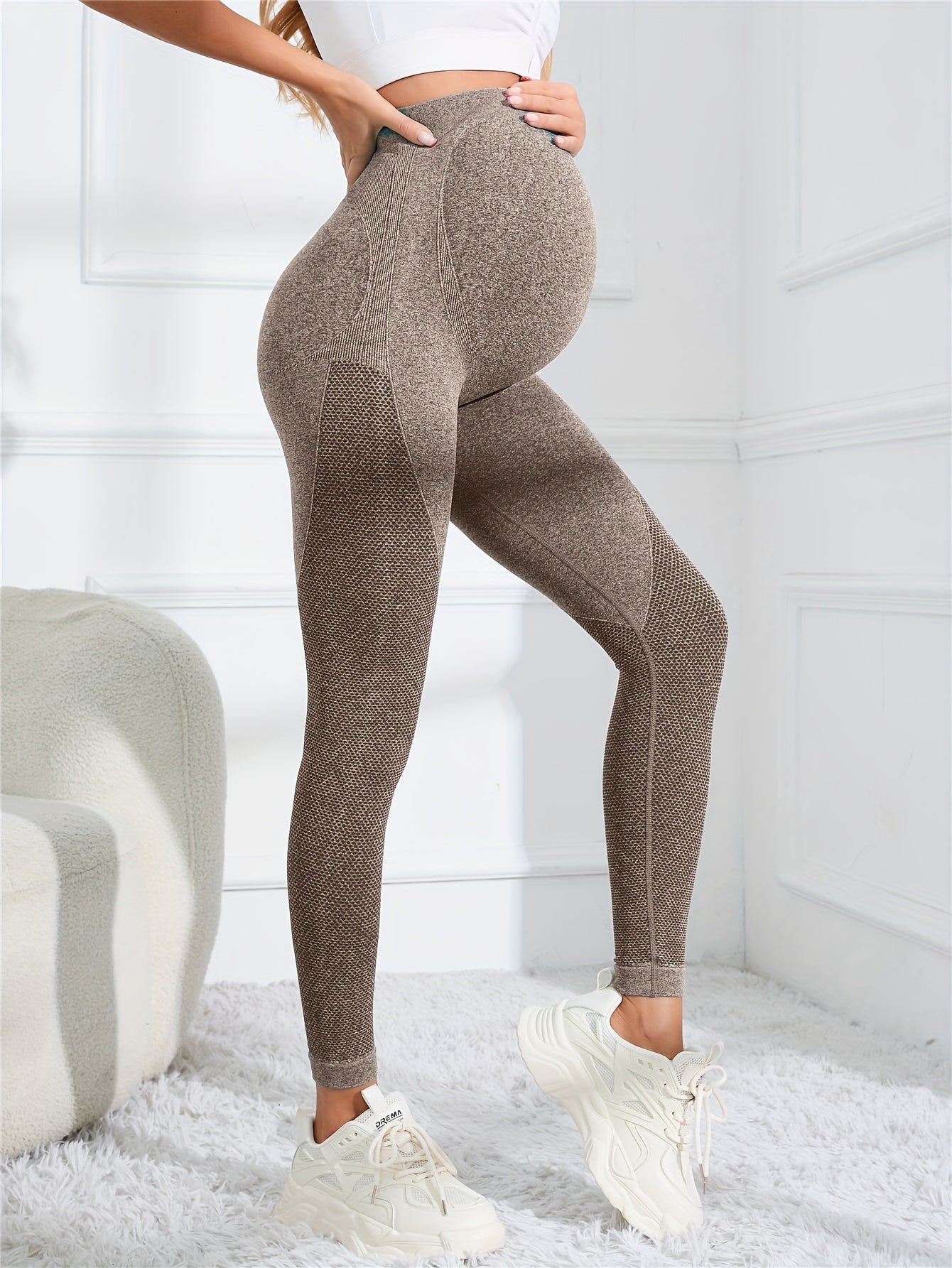 Maternity Yoga Pants High Elasticity High Waist Tummy Control Moisture-Wicking Quick-Dry for Women