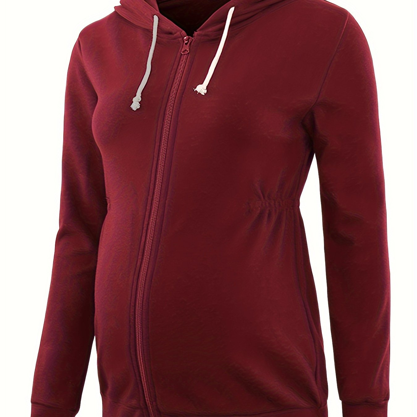 Maternity Tops Cinched-Waist Hoodie Sweatshirts Long Sleeve Pregnancy Clothes