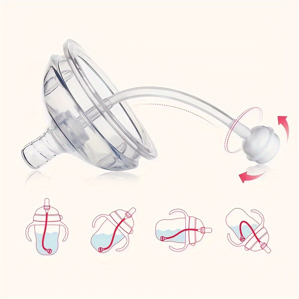 Silicone Baby Bottles for Newborns, Featuring Straws And Gravity Balls, Includes Two Replacement Nipples