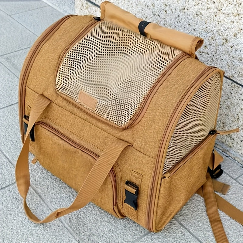 Airline Approved Expandable Cat Backpack Carrier - Breathable 4-Sided Mesh Ventilation & Locking Zippers | Heavy Duty Steel Frame for Small Medium Dogs | Triple Safety Straps & Easy Clean Travel Pet Backpack