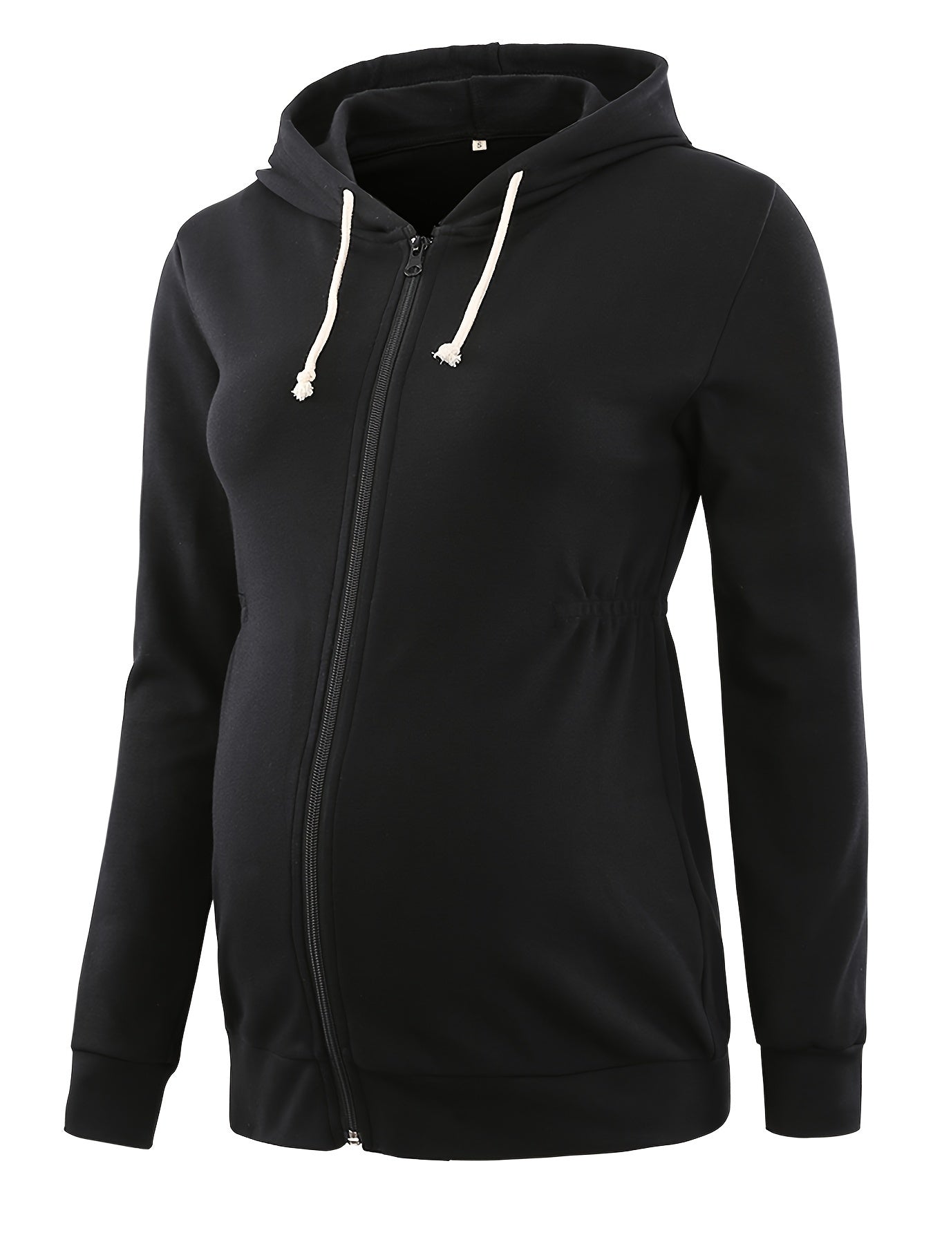 Maternity Tops Cinched-Waist Hoodie Sweatshirts Long Sleeve Pregnancy Clothes