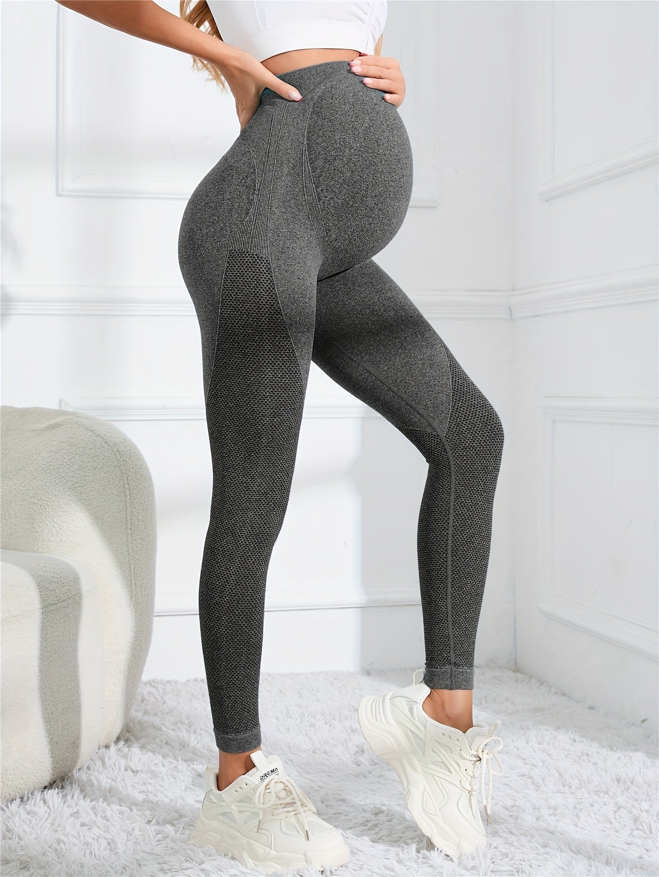 Maternity Yoga Pants High Elasticity High Waist Tummy Control Moisture-Wicking Quick-Dry for Women